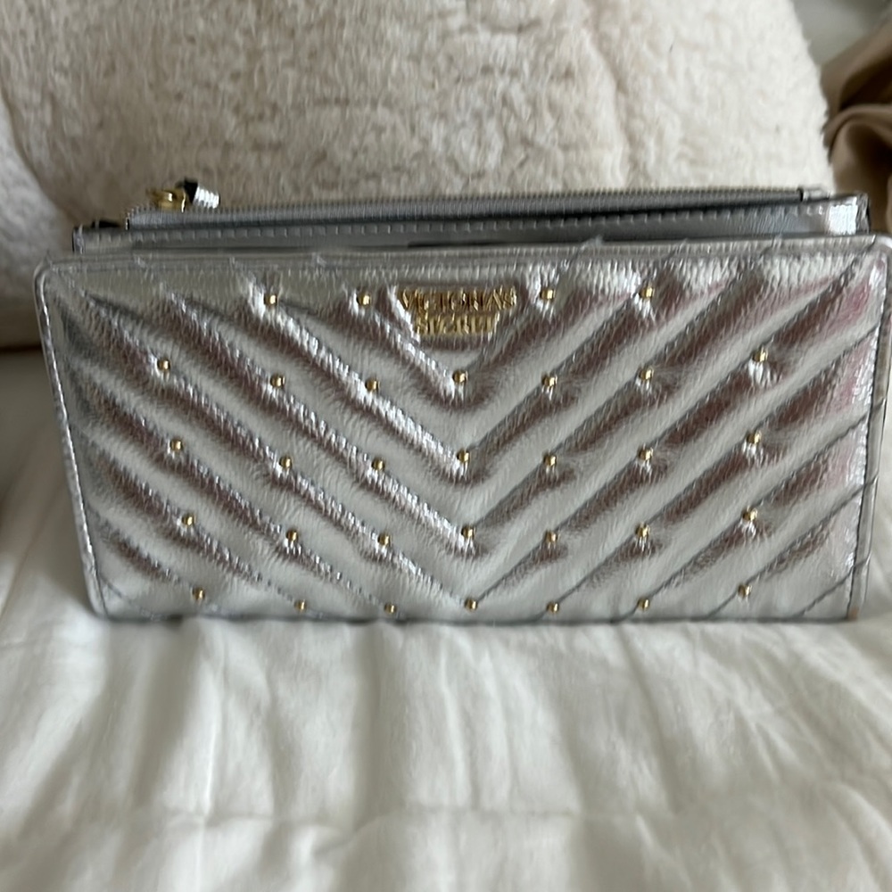 Victoria secret silver studded wristlet